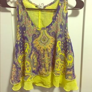 Yellow paisley top.